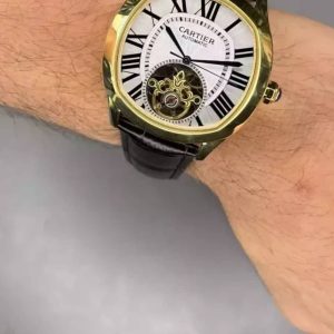 ساعت مچی کارتیه اوپن هارت بند چرمی صفحه سفید Cartier