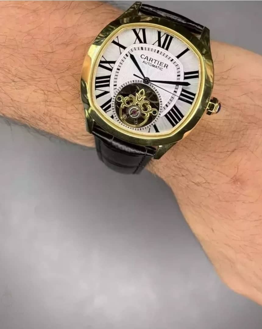 ساعت مچی کارتیه اوپن هارت بند چرمی صفحه سفید Cartier - Image 2